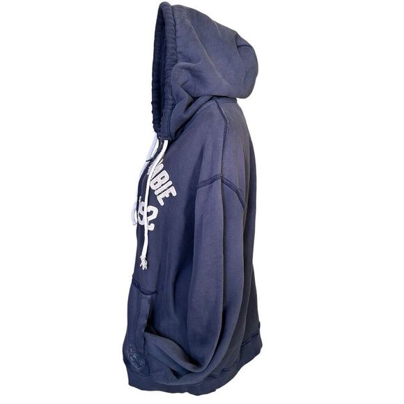 Abercrombie & Fitch Men's Navy Blue and White Distressed Full Zip Hoodie With Po - Picture 9 of 10